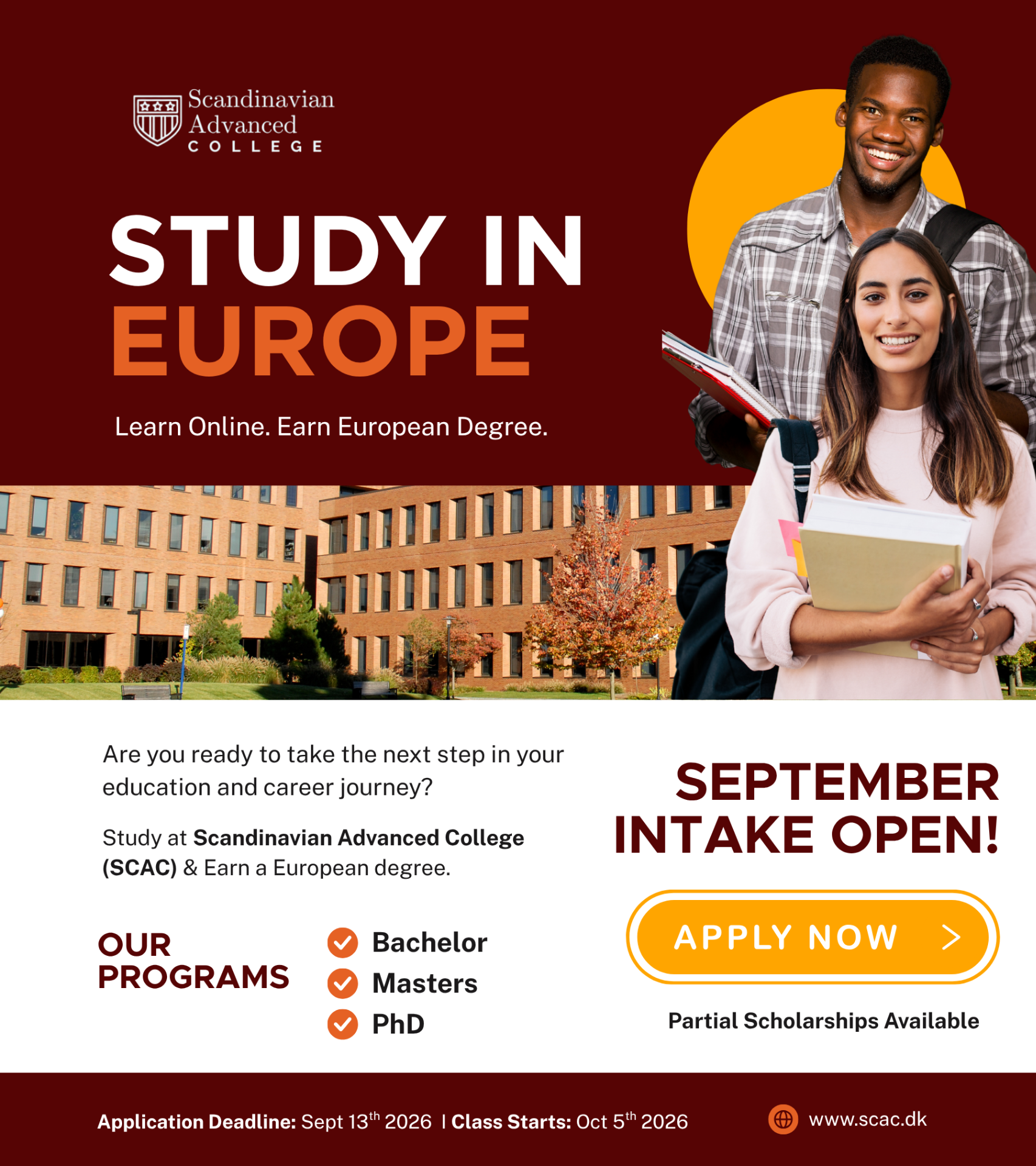 Study in Europe Online: Earn a European Degree at Scandinavian Advanced College (SCAC) — September 2026 Intake Now Open